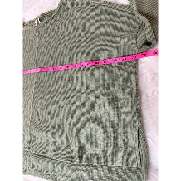 Anthropologie Nori Waffle Thermal Top Sage Green Oversized Boxy Long Sleeve XS - Picture 10 of 12